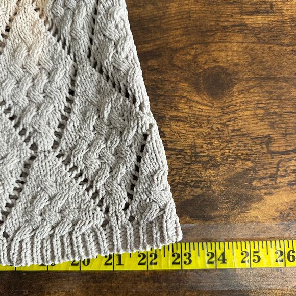 Open Knit Chenille Crochet Cardigan Cream Size Small Boho Grunge Elphaba EUC - Picture 7 of 10